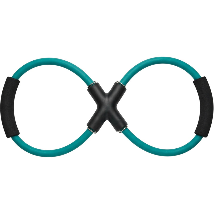 Fnvpt Double-Loop Figure-Eight Latex Resistance Tube with Four Grips Teal Black